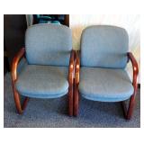 Bent Wood Frame Matching Upholstered Arm Chairs, Qty 2