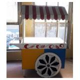 Custom Made Wood Vendor Cart With Canopy, 79" Tall x 62" Wide x 36" Deep