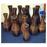 40" Wrapped Rattan Urns, Qty 7, 32" Qty 5, 25" Qty 1