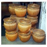 18" European Willow Urn Shaped Hampers With Rolled Rim And Lid, Qty 12