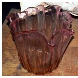 Excel Hand Blown Two Tone Ruffled Glass Vase, 9" Tall And Long Seashell Fish Lamp