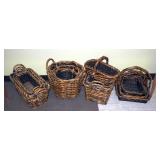 Split Bamboo And Rattan Basket Assortment Including Round & Rectangular Ear Handled And Cross Handle