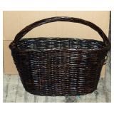 Oval Woven Basket With Twist Handle And Edge, 23" Wide, 20" Tall, 9" Deep, Qty 4