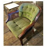 Wood Framed, Upholstered, Curved Back Chair