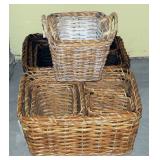 Woven Bamboo 5 Piece Tray Sets Includes Trays And Baskets, Total Qty 12 Pieces