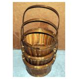 7" Round Bamboo Slat Basket With Handles, Stained Finish, Qty 78