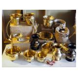 Brass Decor Including 7" Plant Pot Covers, Oval Bowls, Footed Bowls, Pitchers And More, Qty 20 Piece