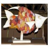 Shell Trigger Fish Bright, 13" x 15", Colored Shells With Electric Lights, Qty 12
