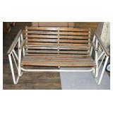 Metal Framed Swinging Slat Board Bench, 29" x 56" x 32"