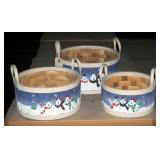 Round Split Wood Baskets With Ear Handles, Polar Bear Design, Sets of 3, Qty 67 Sets