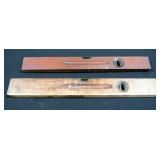 24" Stanley No. 0 And 26" No. 3 Wood Carpenter Levels