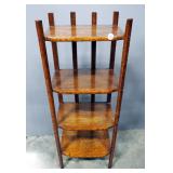Antique Solid Oak Book / Curio Shelf, Open Back, 42" x 16.5" x 11"