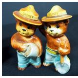 Ceramic Salt And Pepper Shakers Qty 6 Sets, Bear Themed Includes, Smokey The Bear, Mom And Cubs, Bea