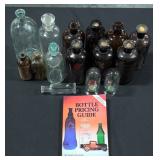 Antique Medicine Bottle Collection, Includes Colored, Tinted And Clear Glass Sizes Range 4.5 "- 9" H
