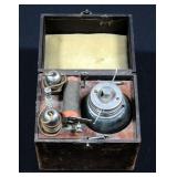 Antique Quack Medical Battery Apparatus, In Wood Case With Clasp Closure And Handle