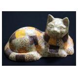 Quilt Style Cat Figurine / Doorstop, 12" Long