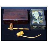 Two Wood Tobacco Pipes, A 50/50 Wood 1930