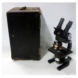 Antique Spencer Microscope With Bausch & Lomb Optical Lenses, Includes Original Wood Carrying Case