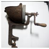 Antique Universal Vegetable Slicer, Burritt & Bro. Tool And Antique Wood Tool Believed To Be Vice