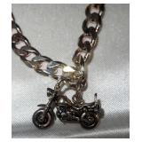 Sterling Silver Necklace With Motorcycle Pendant, Approx 2.4 Ounces, In Faux Leather Case