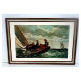 Winslow Homer (1836-1910) "Breezing Up", Collector Print On Board, Framed, 29.5" W x 20" H