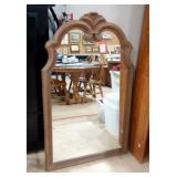 Mirror With Scrolled Arch Top Pecan Colored Frame, 51" H x 32" W