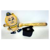 Hillerich & Bradsby Louisville Pro Baseball Bat Marked Courtesy Of Royals, Mr. Royal Plush Doll, And