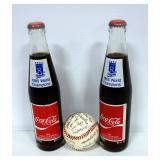 1985 Royals World Champions Stamped Autograph Team Baseball And Coca-Cola Commemorative Bottles, Qty