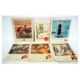 Vintage Coca-Cola Advertisements From The 1940s, 50s And 60s, Total Qty 6