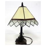 Two Table Lamps, 1 With Brass Base And Stained Glass Styled Shade, 18" H, And 1 With Gold Toned Base