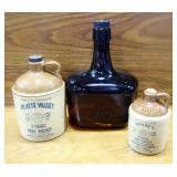 McCormick Platte Valley Straight Corn Whiskey Ceramic Jugs (2) And Great Western Pleasant Valley Win