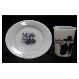 Hopalong Cassidy Milk Glass Tumbler And Plate