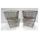 Vintage Wire Swimming Pool Locker Room Baskets, 7.5" H x 12" W x 13" D, Qty 4