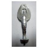 Vintage Hood Ornament Of Winged Woman Holding A Wreath