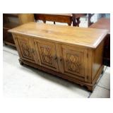 Two Compartment Cabinet With 3 Doors, 1 Adjustable Shelf In 2 Door Side, With Brass Pulls, 24" H x 5