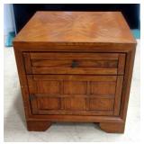 Wood End Table With Dovetail Construction, Single Drawer And 1 Door Lower Cabinet Area, 24" H x 24" 