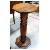 Wood Pedestal Plant Stand With Octagonal Base And Top, 31" H x 13" W x 13" D