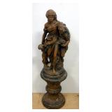 Concrete Statuary Of Grecian Woman And 2 Children, 48.5" H