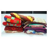 Collection Of Quilts, Blankets, And Rugs, Various Sizes And Styles, Qty 13