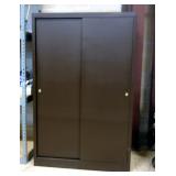 Steel Storage Cabinet With 2 Sliding Doors, 1 Top Shelf And Hanger Rod, 66" H x 42" W x 21" D