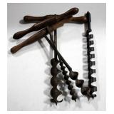 Antique Hand Augers, Bung Hole Auger, And Bits