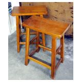 Contemporary Solid Wood Stools, Qty 2, 24" X 17"