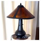 Masterworks By Meyda Tiffany Dirk Van Erp 21" Table Lamp And 35" Wood Plant Stand