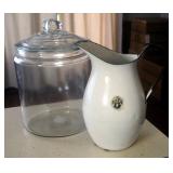 3 Gallon Glass Jar With Lid And Granite Water Pitcher