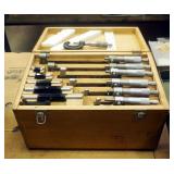 Chuan Brand Micrometer Set Measuring 1-5 Inches Includes Wood Case, 15 Pieces Total