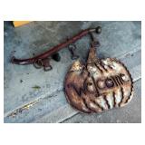 Metal Pumpkin "Welcome" Yard Ornament And Single Tree Yoke