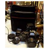 Vintage Sears KS-1 35mm Camera With Extra Lens, Flash And Carrying Case