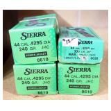 Sierra .44 Cal Bullets, Includes 240 Gr JHC And 300 Gr JSP, Approx Qty 350 Sierra .44 Cal Bullets, Includes 240 Gr JHC And 300 Gr JSP, Approx Qty 350