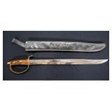Sword With Brass Guard And Wood Handle, 27.25 OL, With Sheath Sword With Brass Guard And Wood Handle, 27.25 OL, With Sheath