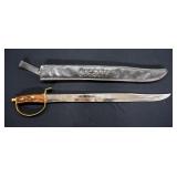 Sword With Brass Guard And Wood Handle, 27.25 OL, With Sheath